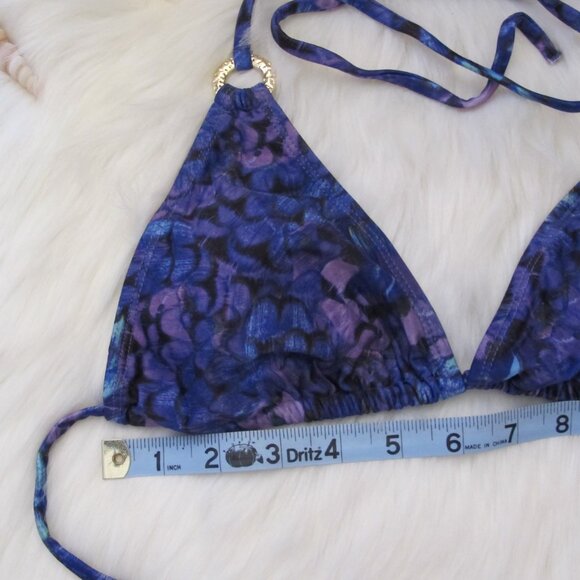Sexy Violet and Blue Floral Bikini Top - Picture 2 of 7